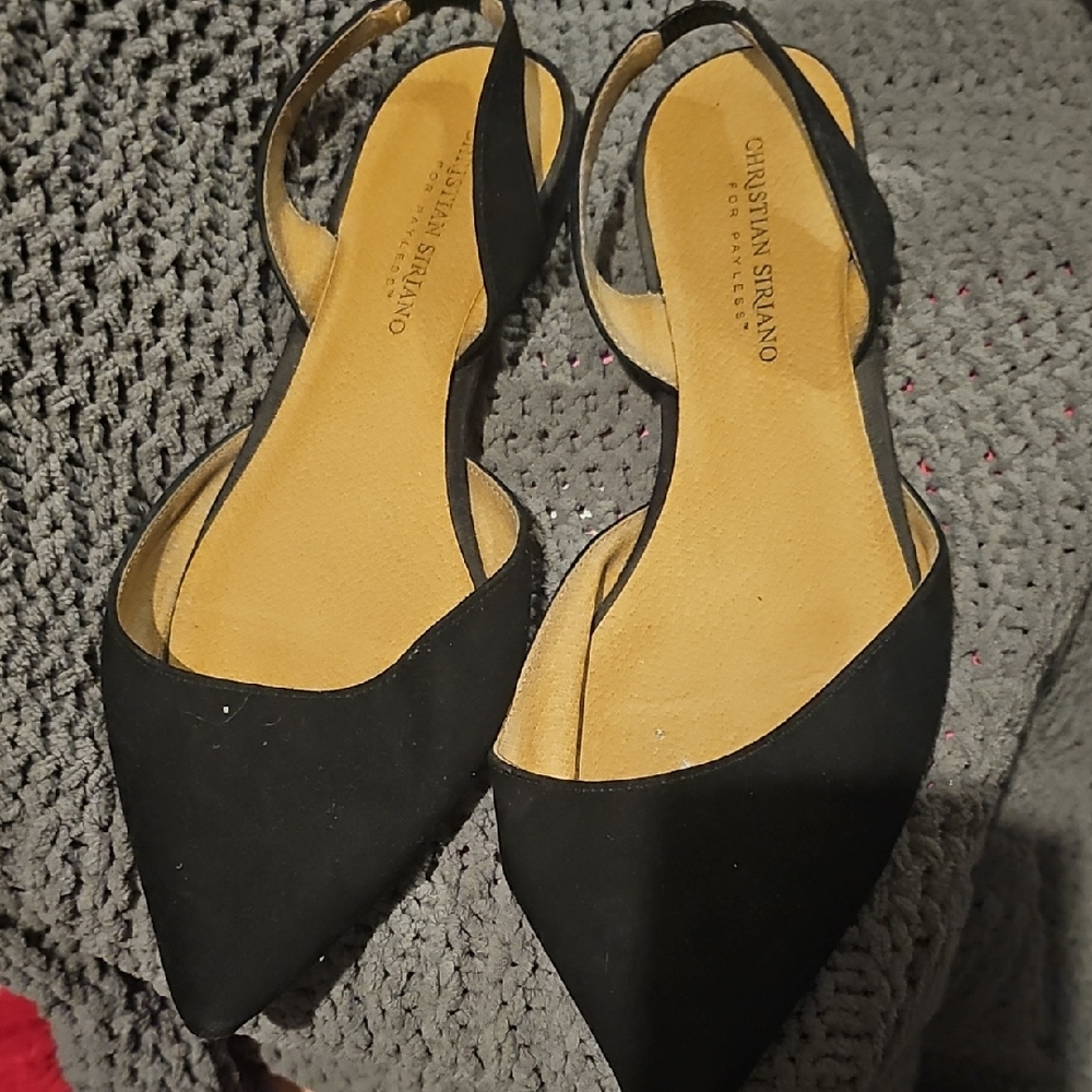 Christian Siriano Black Pointed Slingback Flats